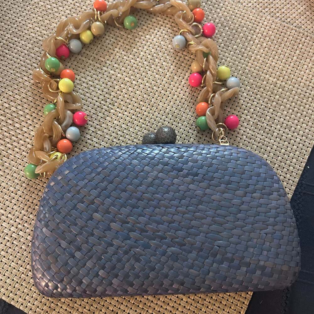 Serpui Blair Woven-Wicker Clutch Bag